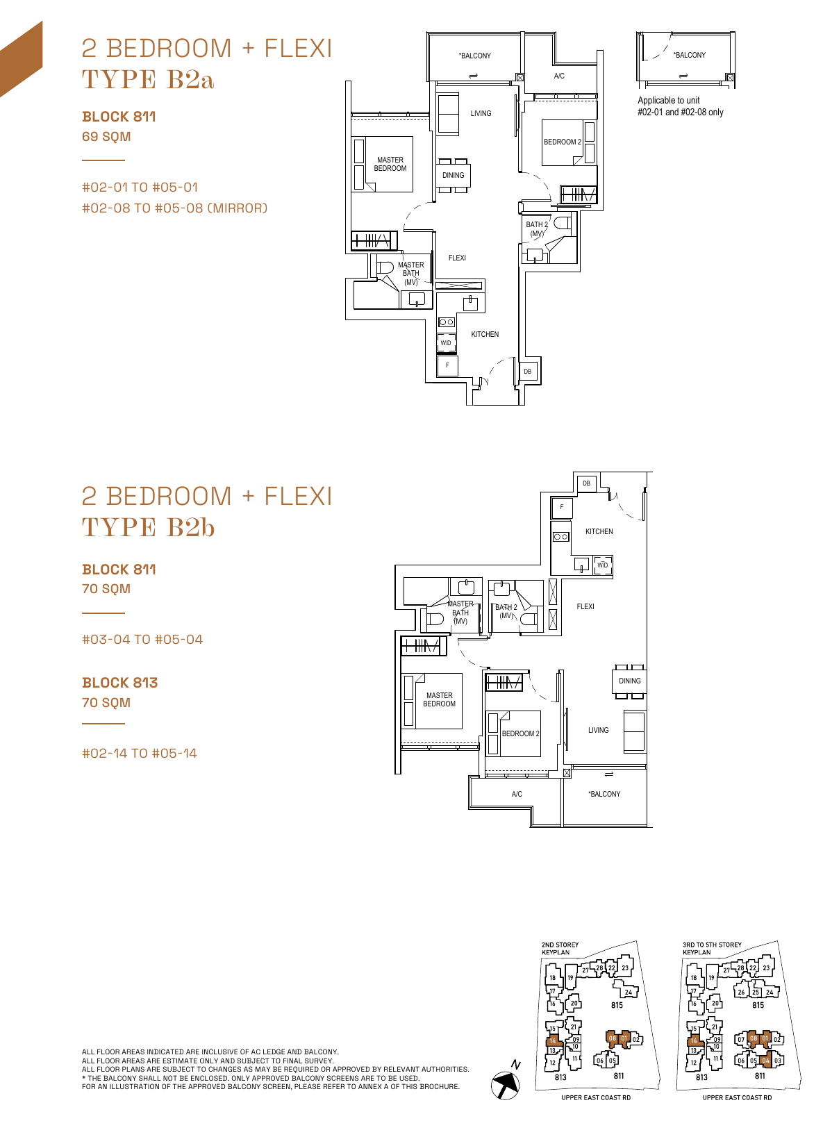 Types B2a and B2b · 2-Bedroom + Flexi